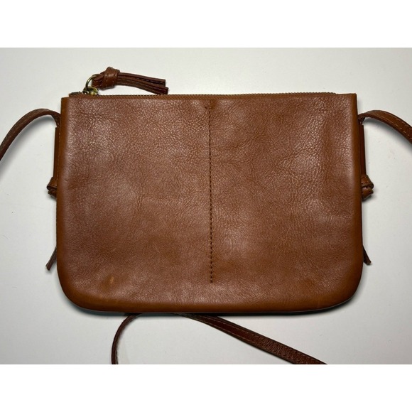 Madewell The Knotted Brown Leather Crossbody Purse Pockets Slim Classic Bag Zip - Picture 4 of 12